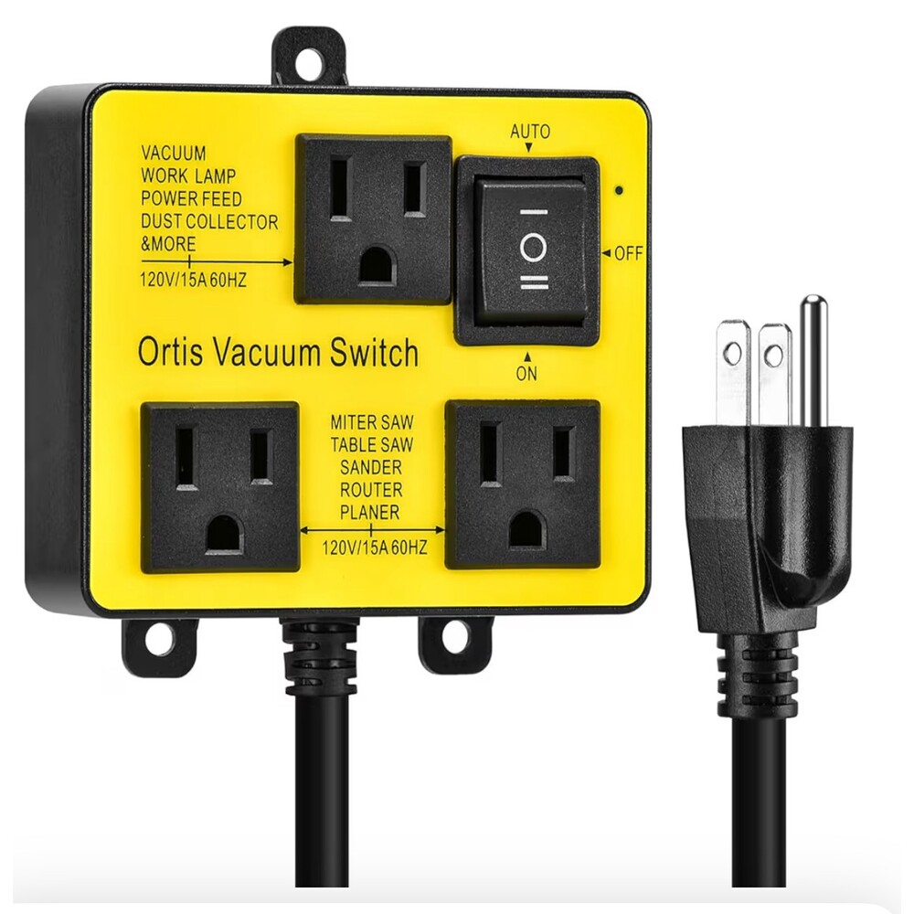 Automatic Ortis Vacuum Switch Yellow 120V 15A 60Hz Dust Control